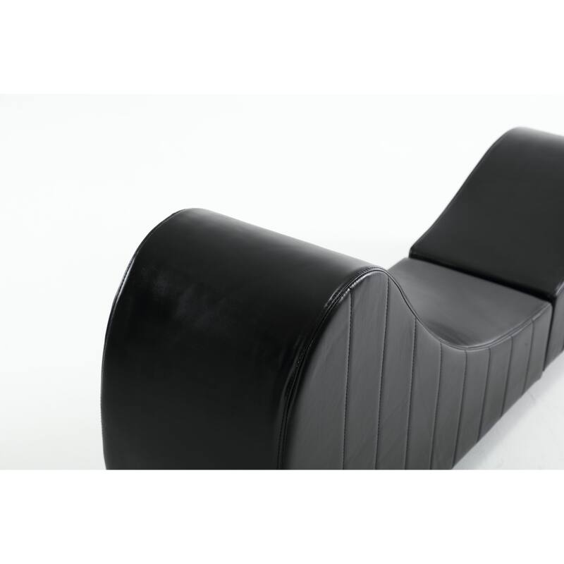 Black 62.2" Chaise Longue Chair with Wood Frame