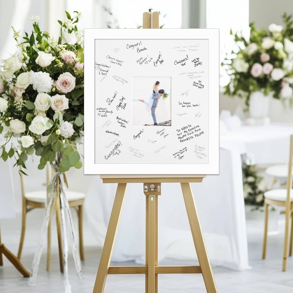 Basic Signature Mat Picture Frame - Autograph Photo Frame Guest Book Alternative for Weddings, Graduations, or Retirement