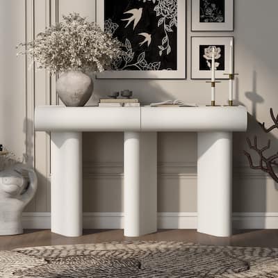 47.6" Modern Painted Entryway Table with 2 Curved Drawers