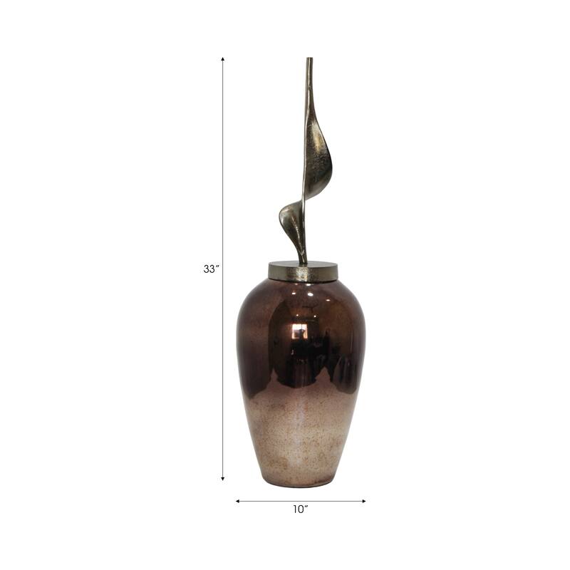 Sophisticated Glass Table Vase with Metal Topper - Gunmetal & Metallic