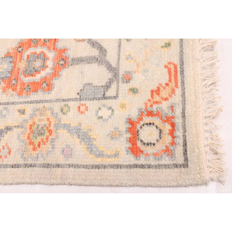 ECARPETGALLERY Hand-knotted Modern Oushak Light Grey Wool Rug - 2'7 x 8'0