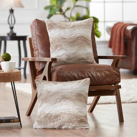 Chanasya Faux Fur Embossed Falling Leaf Throw Pillow Cover (Set of 2)