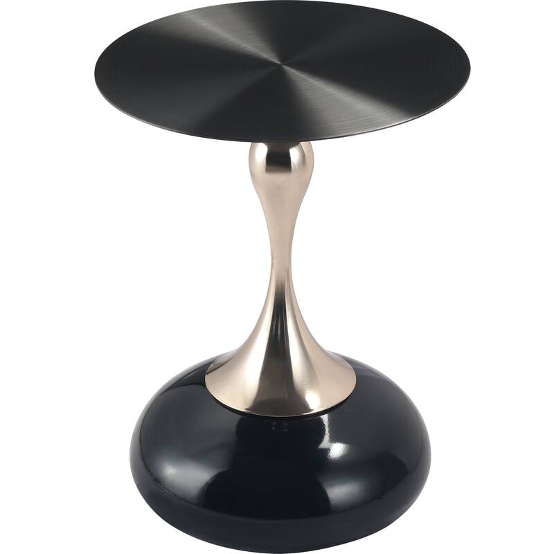 Savoy Round Side Table Stainless-Steel Black Top and Pedestal Base for Home Office Living Room