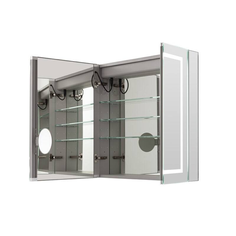 AQUADOM Royal Basic LED Medicine Cabinet, Defogger, 3X Vertically Adjustable Magnifying Mirror