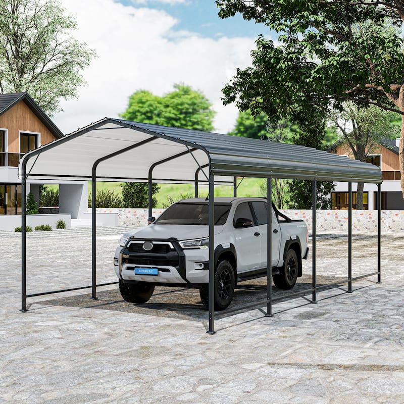 SUNBURY Outdoor Heavy Duty Outdoor Steel Carport - Grey