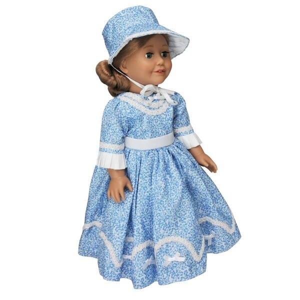 1800s Blue Sunday Dress Hat Fits American Girl 18 In Doll