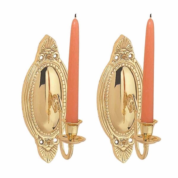 2 Wall Sconces Bright Brass Candle Holders Set of 2 | Renovator's Supply