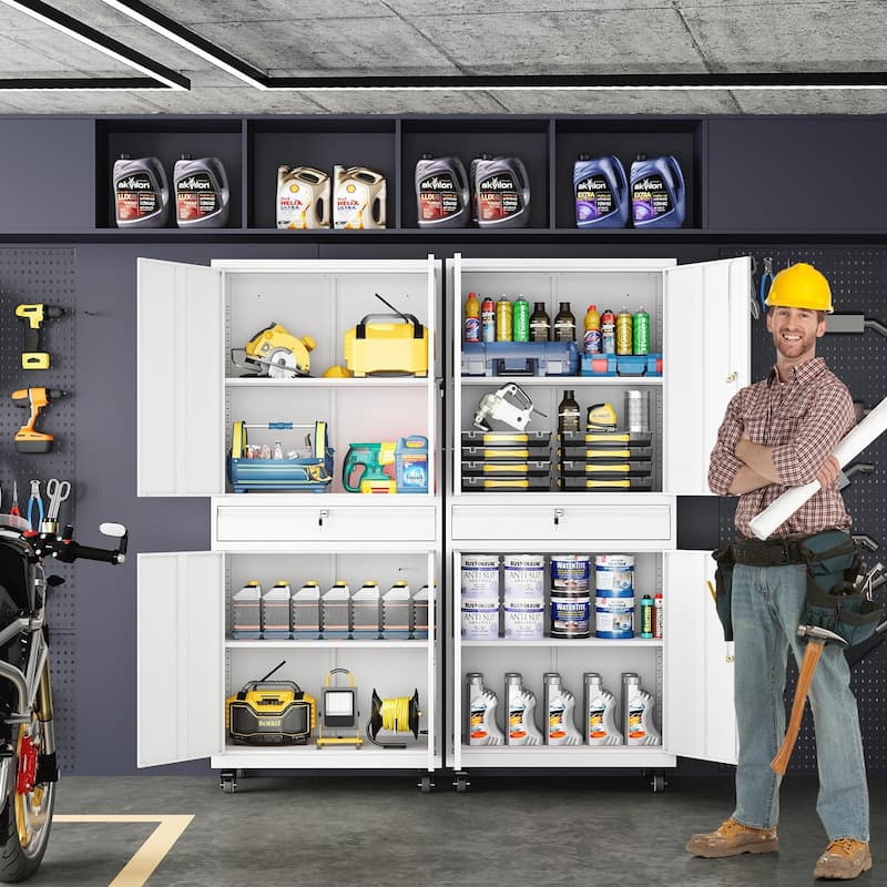 Steel Garage Storage Cabinet Rolling Tool Storage Cabinet with Adjustable Shelves