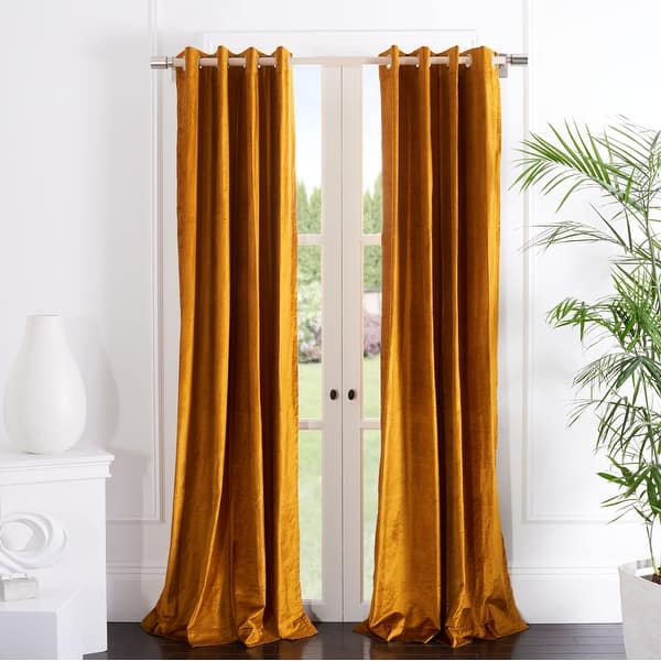 slide 2 of 15, SAFAVIEH Creslia Window Curtain Grommet Panel Treatment 52" W x 84" L - Mustard