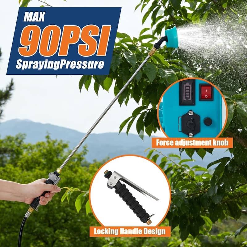 5.3 Gallons Battery Powered Backpack Sprayer with Wheeled Cart, 6 Nozzles & 2 Wands - N/A