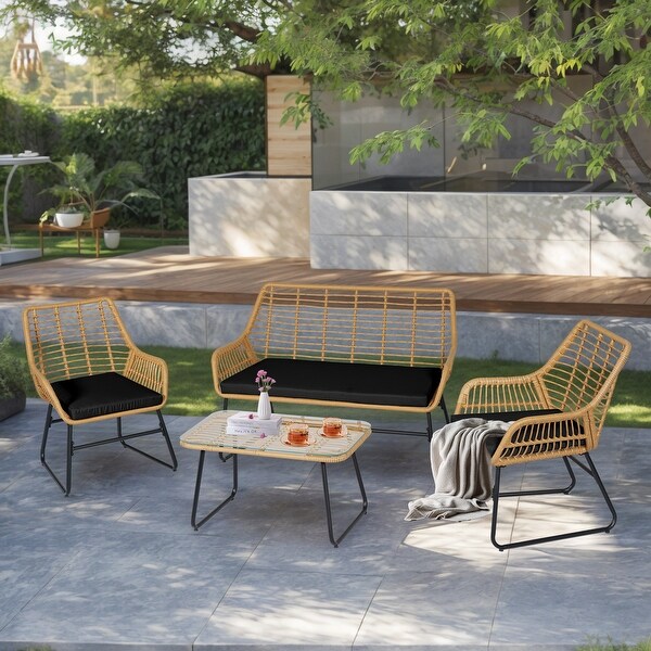siy-プロフィールご確認　 JR-300 ４台 4 Piece Patio Furniture Set, Outdoor Wicker Conversation Set with