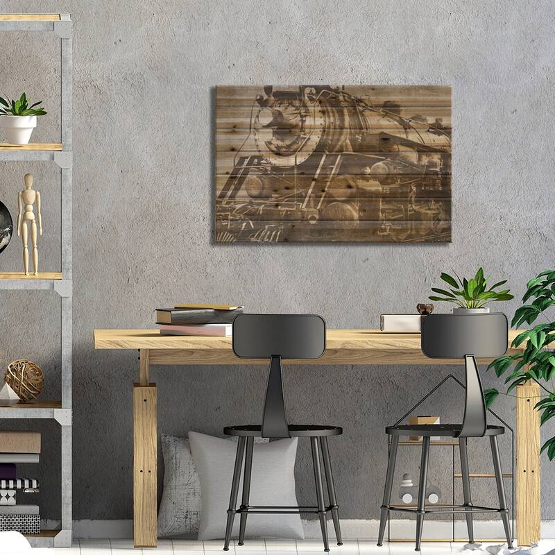 Locomotive Print On Wood by Dylan Matthews - Multi-Color