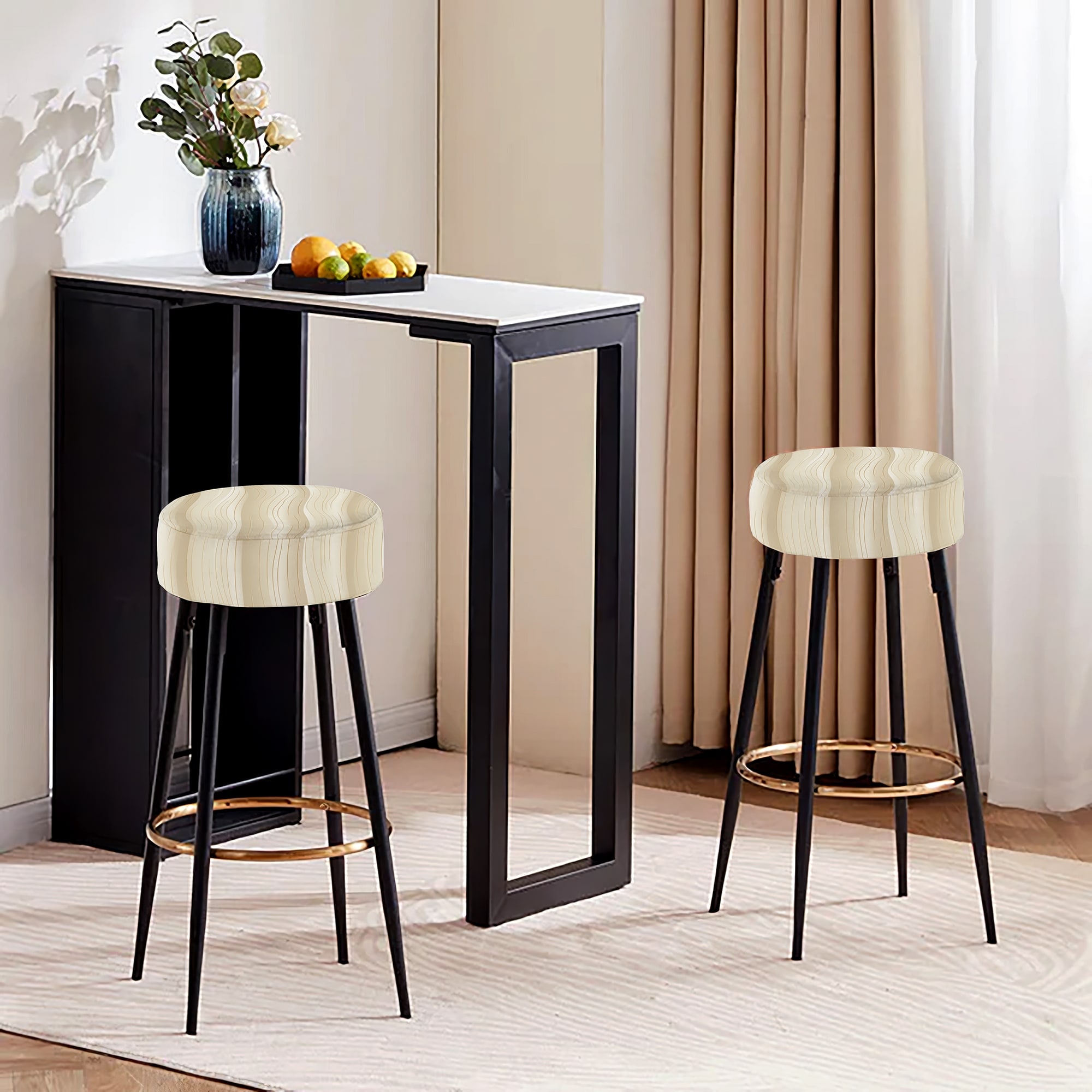 信頼も厚い Designart Set Stools Bar Striped Upholstered - Harmony Zen - シャツ/ブラウス(半袖/袖なし)