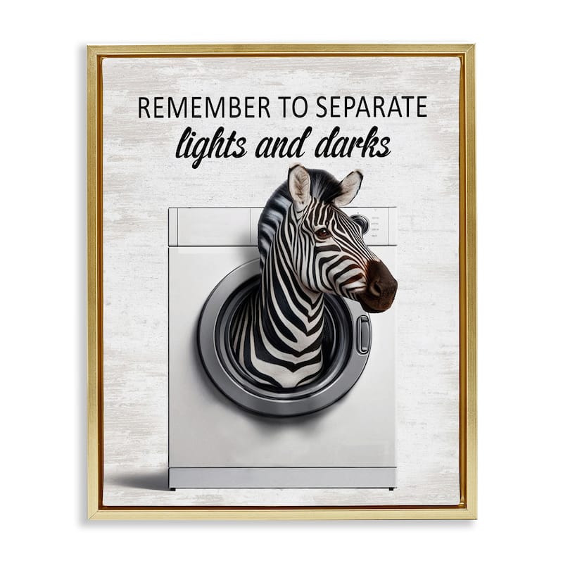 Stupell Separate Lights & Darks Laundry Framed Floater Canvas Wall Art Design By Lettered and Lined - 25 x 31 - Gold