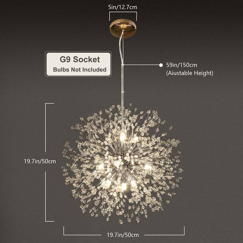 8/9/12/16-Light Modern Linear Sputnik Globe Pendant Starburst Firework Crystal Chandelier