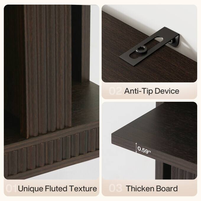 5-Tier Modern Storage Bookshelf, 70-Inch Tall Black Bookcase