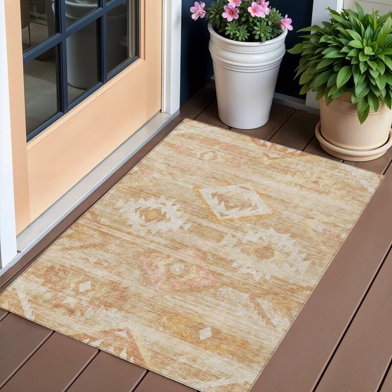 HomeRoots Southwestern Transitional Rectangle Outdoor Rug - 3' x 5'