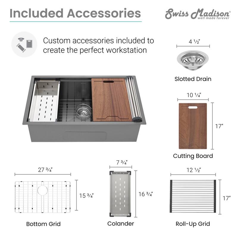 Swiss Madison SM-KU801 Tourner 32" Undermount Single Basin Stainless