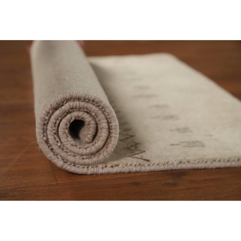 Hand Knotted Oriental 100% Wool Carpet Tribal Tribal Beige & Ivories Gabbeh Area Rug - 3' 0'' X 2' 0''