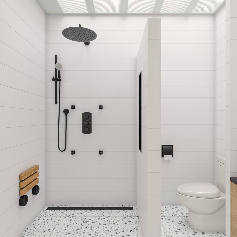 ABTPC77-BLA Black Matte Stainless Steel Recessed Toilet Paper Holder with Cover