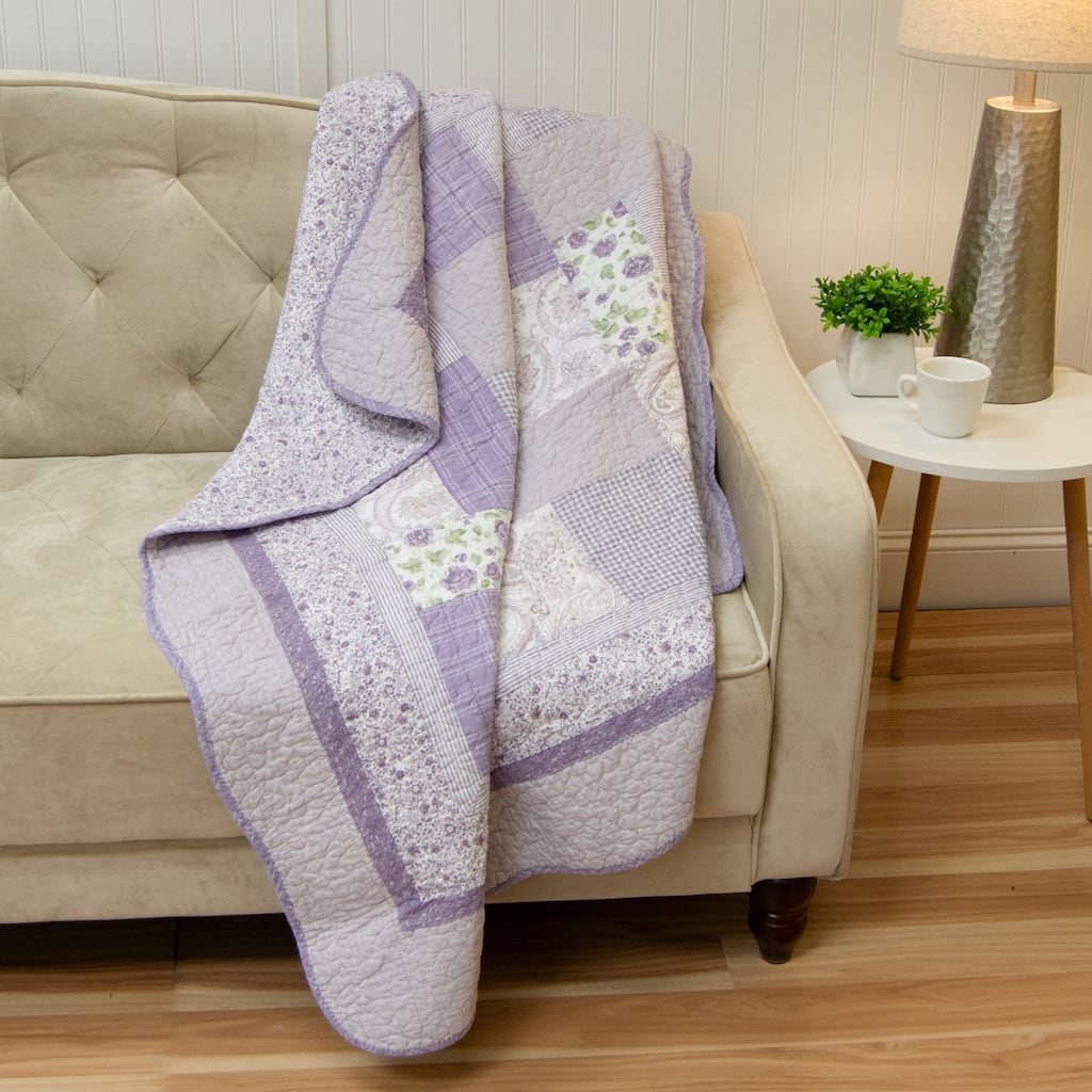Donna Sharp Lavender Rose Cotton Throw