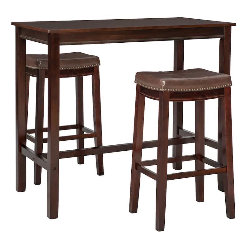 3-Piece Bar Table and Stool Set- 47.25" - Brown