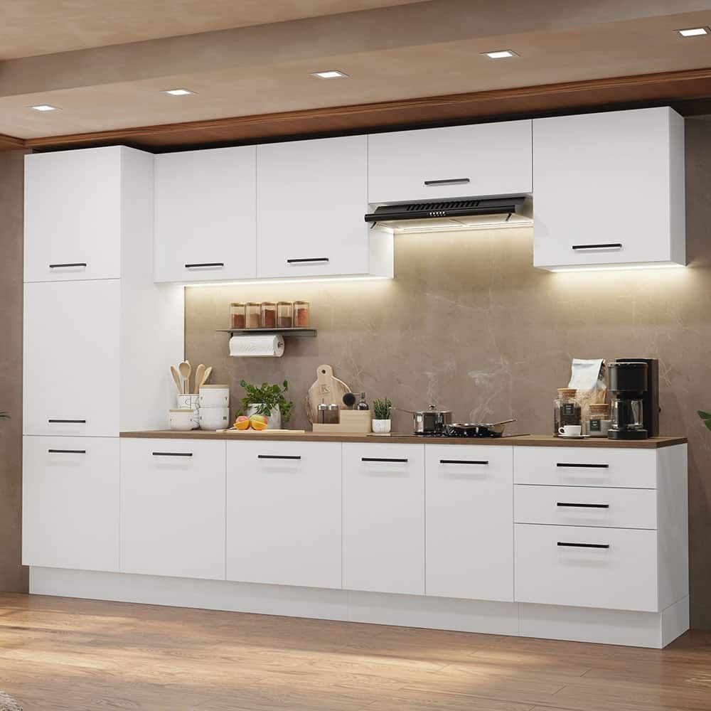 Madesa Hazel Kitchen Set 126"L Multiple Compartments - White