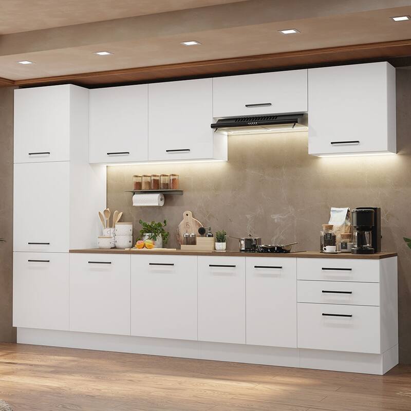 Madesa Hazel Kitchen Set 126"L Multiple Compartments - White