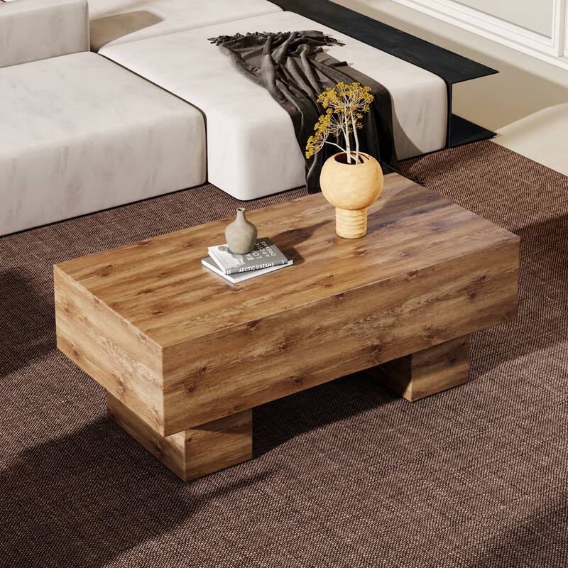 43.3" Modern Rectangular Coffee Table with Sturdy MDF Support Legs for Living Room