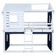preview thumbnail 25 of 37, Blue & White Full Bunk House Bed with Tent - Perfect for Siblings