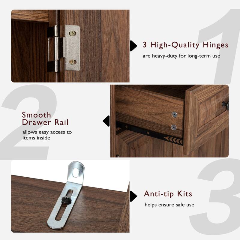 Roomfitters 71" Tall Kitchen Pantry Cabinet with 3 Pull-Out Organizers & 6 Door Shelves