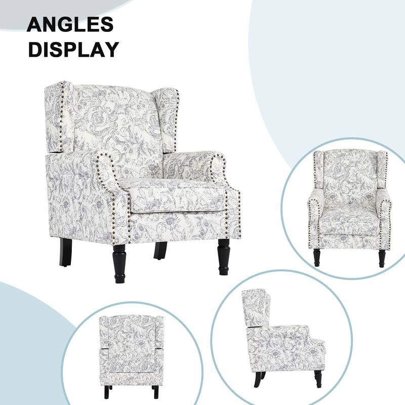 Wingback Accent Chair Nailhead Trim Living Room Reading Chair