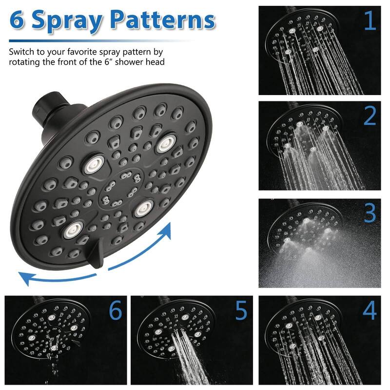 Double Shower Head with Built-in Valve, 6 Setting Dual Shower Head Design for Couple