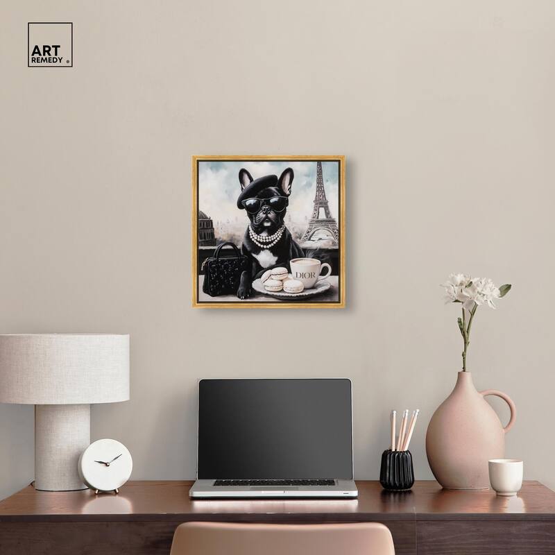 Frenchie in Paris Treats Canvas by Art Remedy