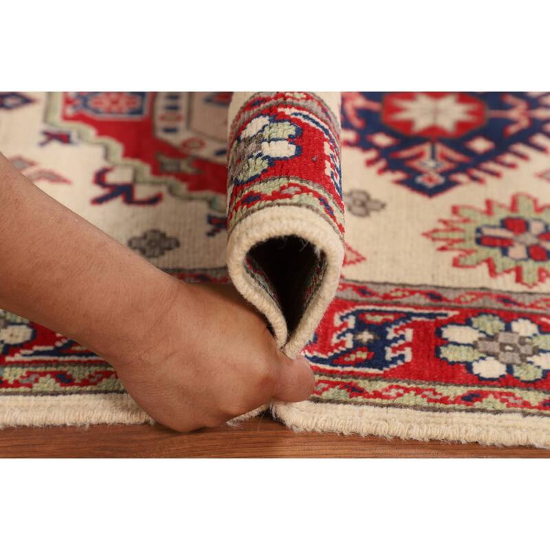 Traditional Beige Kazak Foyer Rug Hand-Knotted Wool Carpet - 2'8" x 3'11"