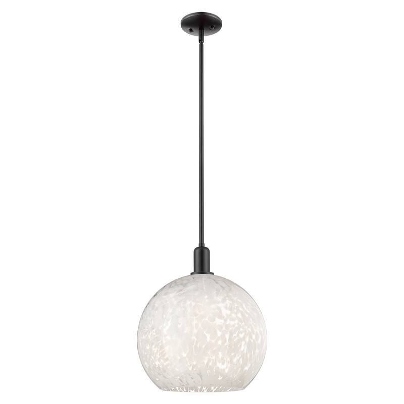 Innovations Lighting Endless Possibilities Arcadia - White Mouchette - 1 Light 14" Stem Hung Mini Pendant - Matte Black