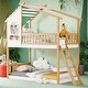 preview thumbnail 2 of 25, Twin Over Twin Bunk Bed Wood Bed with Roof, Window and Ladder
