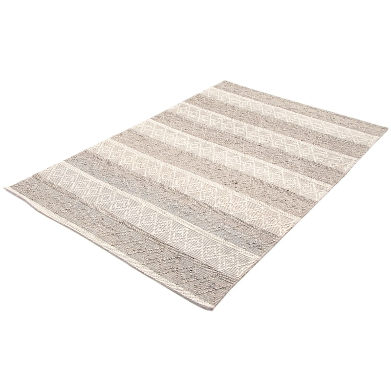 ECARPETGALLERY Braid weave Sienna Grey Wool Rug - 6'1 x 9'0