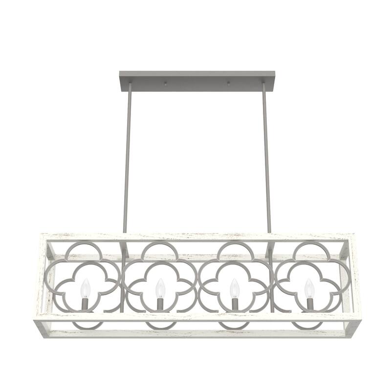 Hunter Gablecrest 4-Light Linear Chandelier - Kitchen Island, Dining Room - Modern Farmhouse, French Country, Distressed