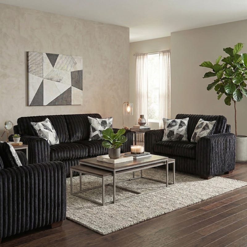 Roundhill Furniture Nolan 3-Piece Living Room Set, Sofa Loveseat and Chair