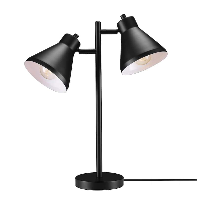 Novogratz x Globe Derek 18" Matte Black 2-Light Desk Lamp with On/Off Rotary Switch on Each Shade - one size