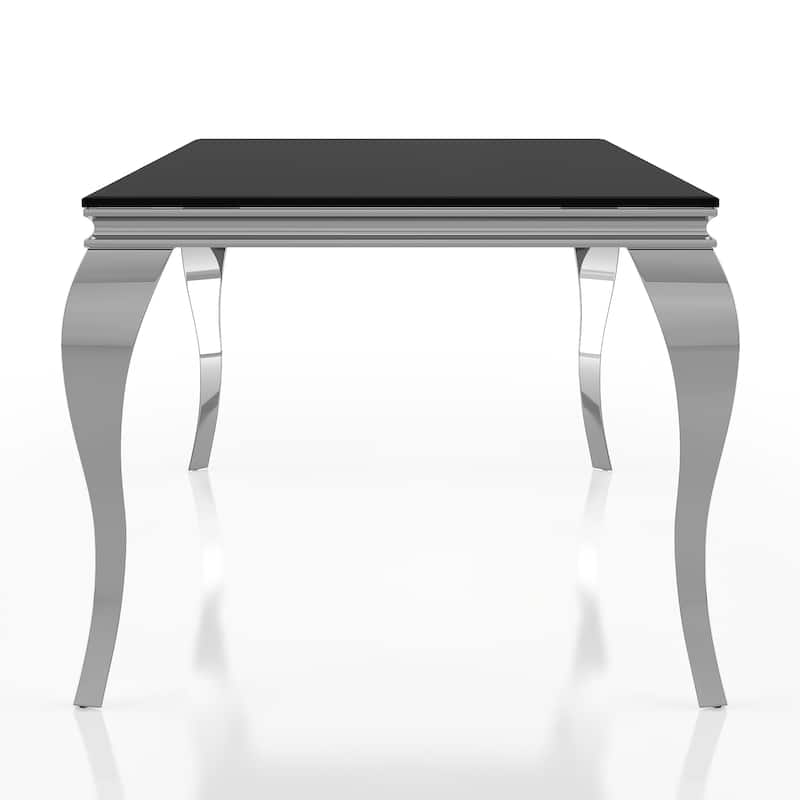 Furniture of America Pizo Glam 79-inch Chrome Leg Glass Top Dining Table