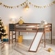 preview thumbnail 2 of 13, Twin size Loft Bed Wood Bed with Slide, Stair and Chalkboard