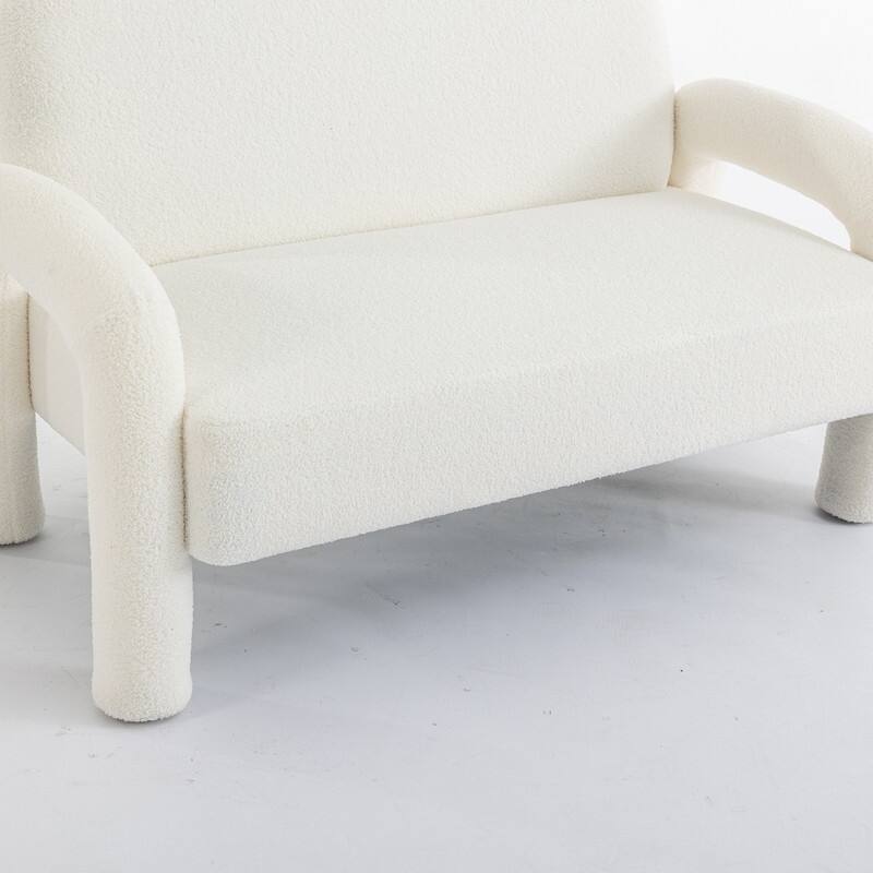 SEYNAR Mid-Century Modern Boucle 51'' Solid Wood Curved Sofa Set of 2 with Accent chair