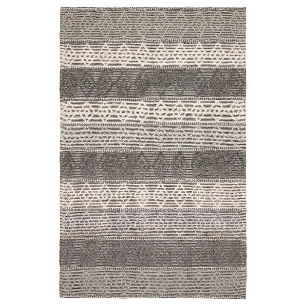 ECARPETGALLERY Braid weave Sienna Grey Wool Rug - 5'2 x 8'0