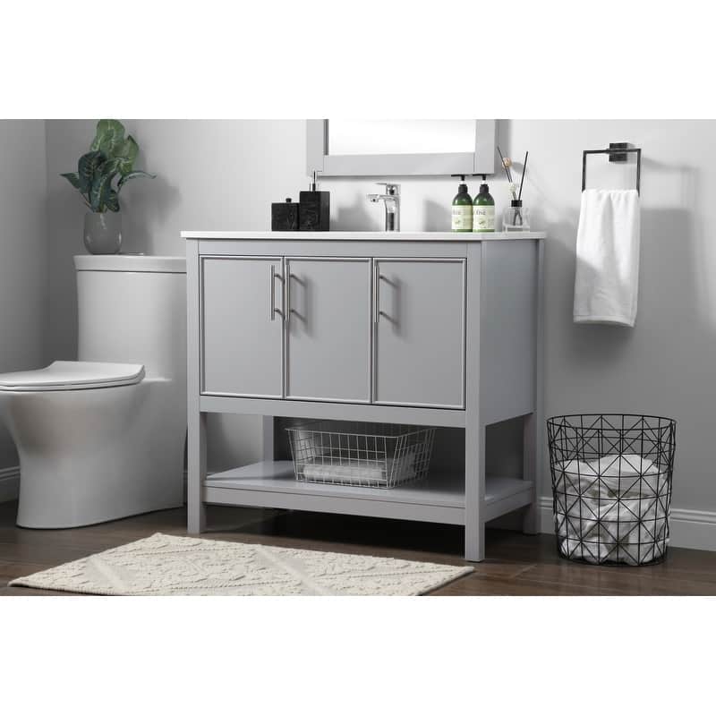 Elegant Lighting VF26636 Everett 36" Free Standing Single Basin Vanity