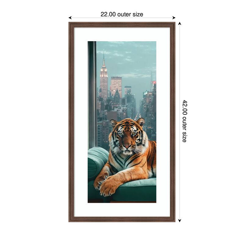 Kate and Laurel Framed Art Graceful Tiger in New York Panel by Michael Schauer
