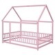 preview thumbnail 5 of 11, Kids and Baby Full Size Wooden Bed House Bed with House Roof ,Fence Guardrails