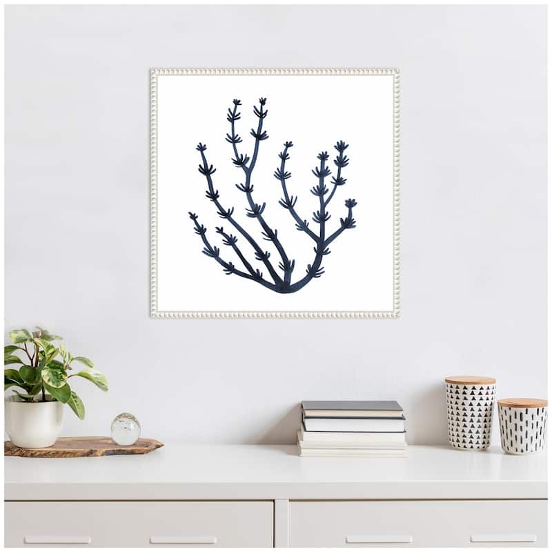 Kate and Laurel Sylvie Coastal Coral Seaweed Botanical 6 Framed Canvas by The Creative Bunch Studio