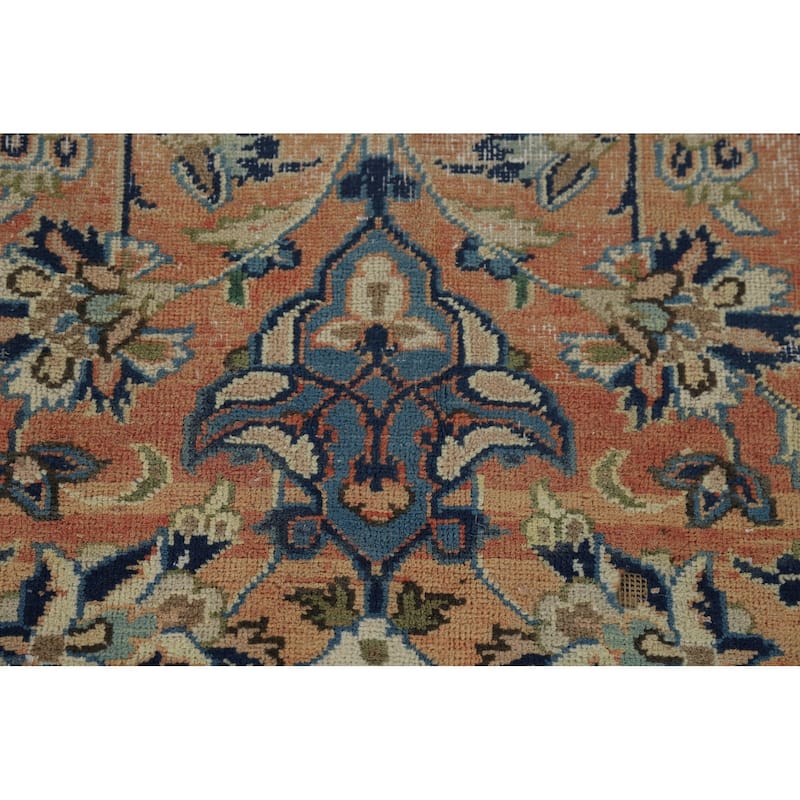 Orange Najafabad Vintage Persian Area Rug Hand-Knotted Wool Carpet - 9'7" x 13'3"